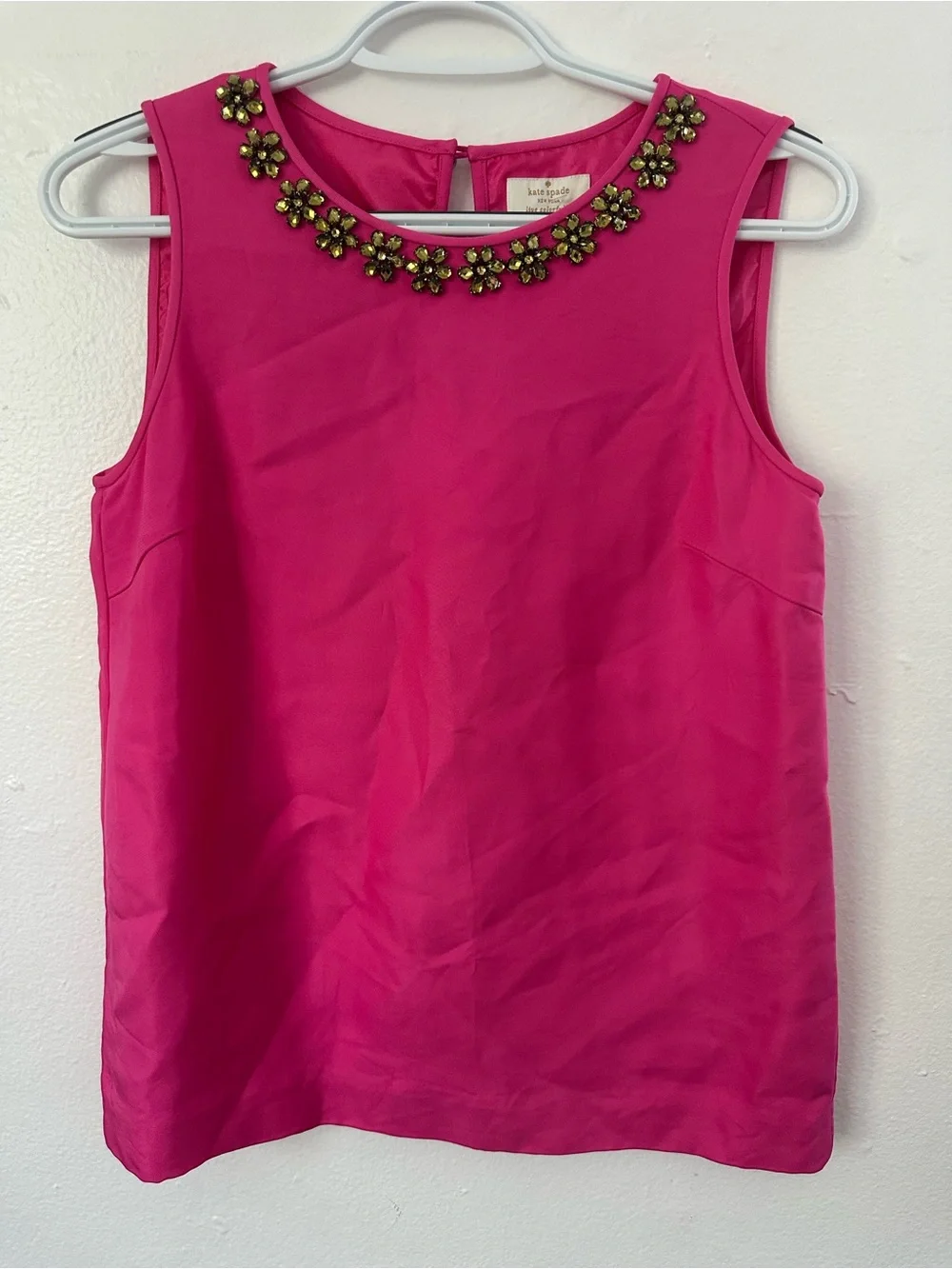 Kate Spade New York blouse Fuchsia with embellishments Floral design, size 2
